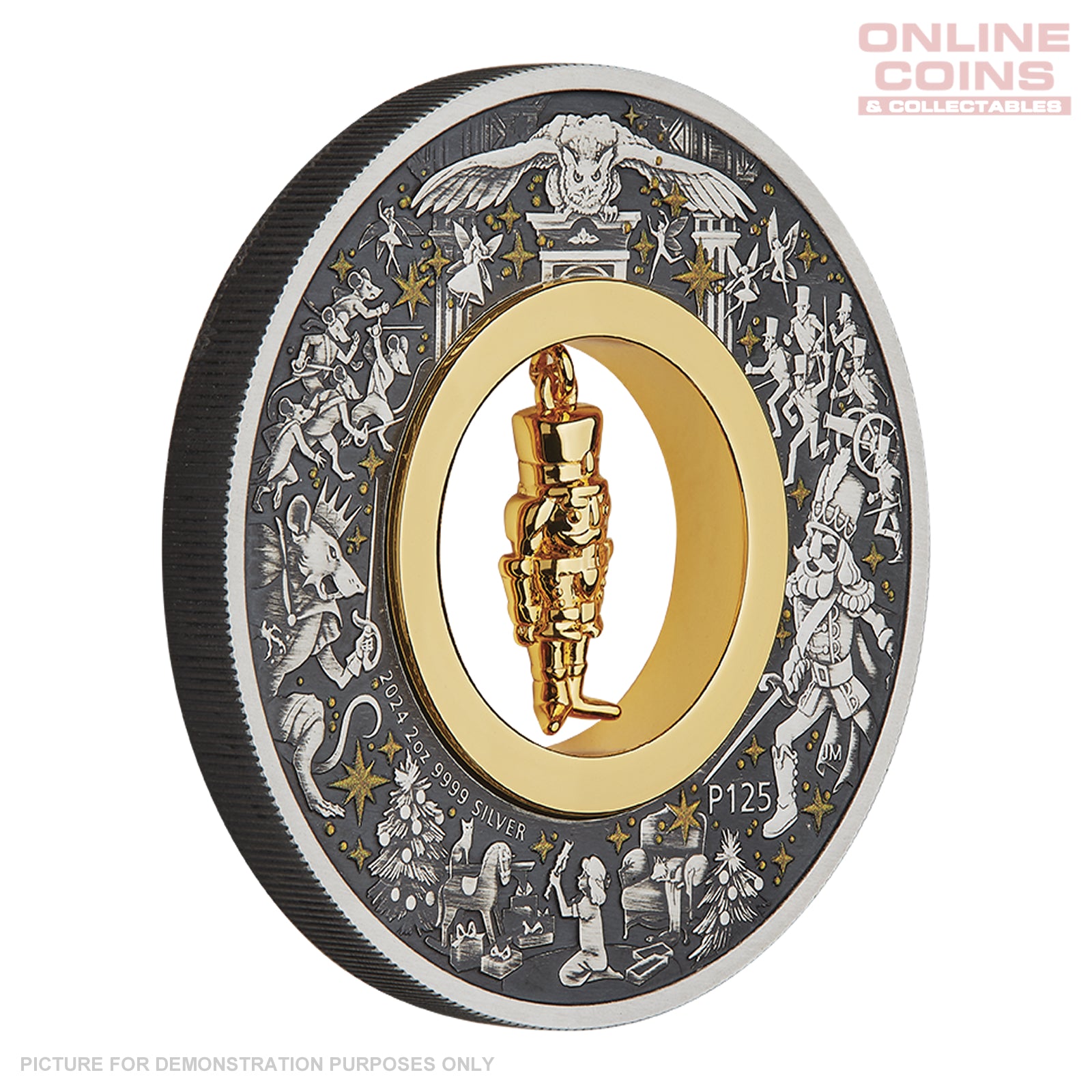 2024 Perth Mint 2oz Silver Antiqued Coloured Coin - The Christmas Nutcracker